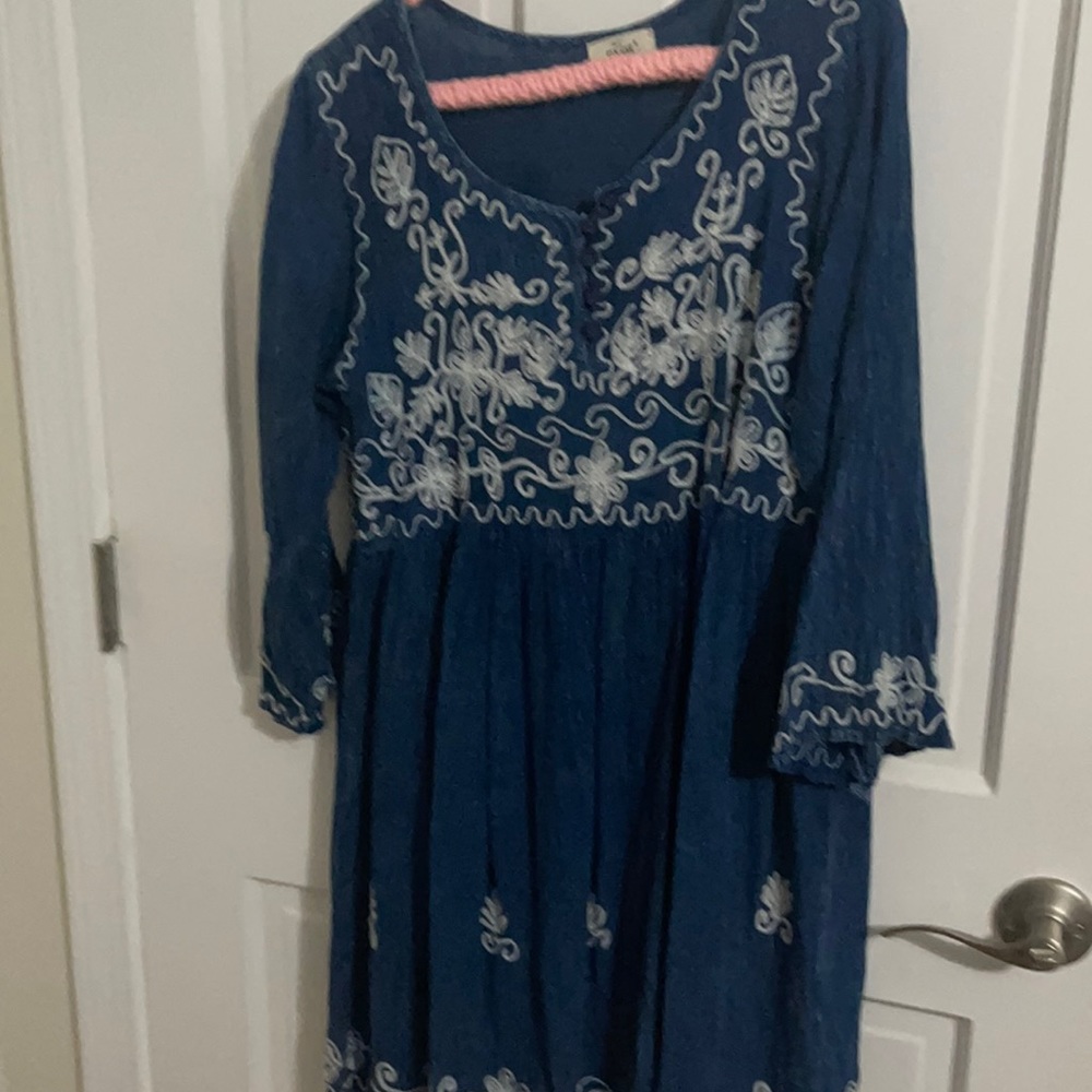 100% Rayon, Adorable , Blue/White , Tunic/Dress